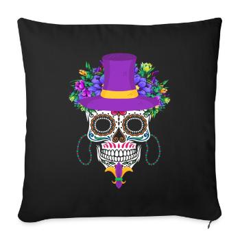 Dia De Los Muertos Mardi Gras Costume Fleur Sucre - Housse de coussin décorative 45 x 45 cm - noir - Devant