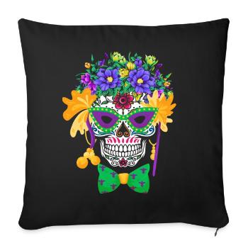 Mardi Gras Costume Fleur Sucre Dia De Los Muertos - Housse de coussin décorative 45 x 45 cm - noir - Devant