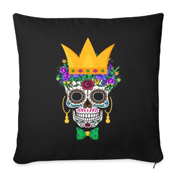 Mardi Gras Masque Fleur Sucre Dia de Los Muertos - Housse de coussin décorative 45 x 45 cm - noir - Devant