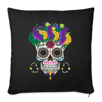 Mardi Gras Costume Fleur Sucre Dia De Los Muertos - Housse de coussin décorative 45 x 45 cm - noir - Devant