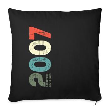 Seit 2007 Jahr 2007 Retro 2007 Jahrgang 2007 - Sofakissenbezug 45 x 45 cm - Schwarz - Vorne