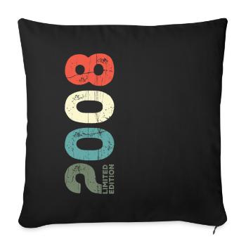 Seit 2008 Jahr 2008 Retro 2008 Jahrgang 2008 - Sofakissenbezug 45 x 45 cm - Schwarz - Vorne