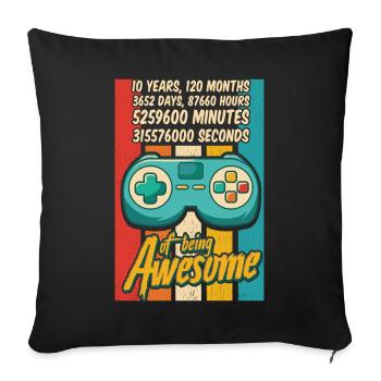 10 Years Of Being Awesome - Amazing 10th Birthday - Sofa pillowcase 17,3'' x 17,3'' (45 x 45 cm) - black - Front