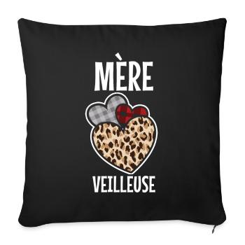 Hearts Leopard Mom French Happy Mother's Day - Sofa pillowcase 17,3'' x 17,3'' (45 x 45 cm) - black - Front