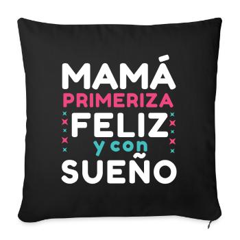 Happy Sleepy Mom Happy Mother's Day Spanish - Sofa pillowcase 17,3'' x 17,3'' (45 x 45 cm) - black - Front