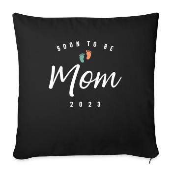 Promoted To Mom 2023 First Time Mothers New Mommy - Sofa pillowcase 17,3'' x 17,3'' (45 x 45 cm) - black - Front