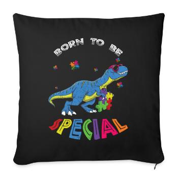 Geboren Spezielle Dinosaurier Puzzle Autismus Bewusstsein - Sofakissenbezug 45 x 45 cm - Schwarz - Vorne