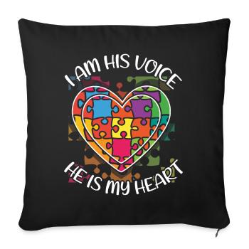His Voice My Heart Puzzle Autism Awareness - Sofa pillowcase 17,3'' x 17,3'' (45 x 45 cm) - black - Front