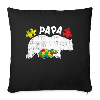 Autism Dad Bear Puzzle Colorful Autism Awareness - Sofa pillowcase 17,3'' x 17,3'' (45 x 45 cm) - black - Front
