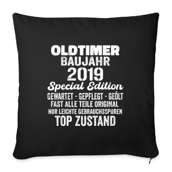 Original 2019 Jahrgang Vintage Geburtstag Retro - Sofakissenbezug 45 x 45 cm - Schwarz - Vorne