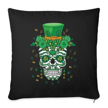 Dia de Los Muertos St Patty’s Day Fleur irlandaise - Housse de coussin décorative 45 x 45 cm - noir - Devant