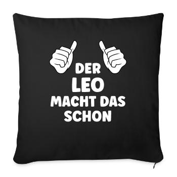 Leo Lustiger Spruch Vorname Name Leo - Sofakissenbezug 45 x 45 cm - Schwarz - Vorne
