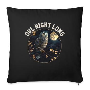 Owl Night Long Night Owl Owl Night Service - Housse de coussin décorative 45 x 45 cm - noir - Devant