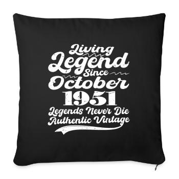 Il était une fois une légende. Octobre 1951 Naissance - Housse de coussin décorative 45 x 45 cm - noir - Devant