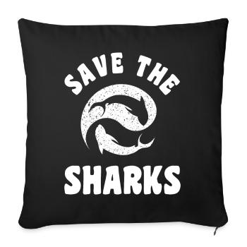 Save Sharks Save Nature Oceans Day Earth Day - Sofa pillowcase 17,3'' x 17,3'' (45 x 45 cm) - black - Front