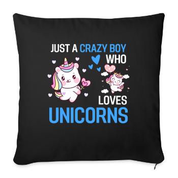 Fantasy Animal Lovers Boy Gift Unicorn - Sofa pillowcase 17,3'' x 17,3'' (45 x 45 cm) - black - Front