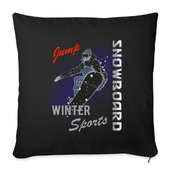 Snowboard Winter Sports Snowboarder Winter - Sofa pillowcase 17,3'' x 17,3'' (45 x 45 cm) - black - Front