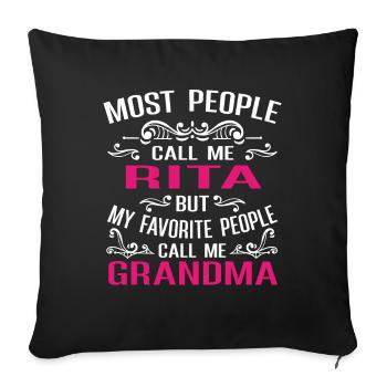 Rita Name Funny Personalized Grandma - Sofa pillowcase 17,3'' x 17,3'' (45 x 45 cm) - black - Front