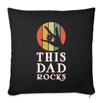 Rocker Dad Rocks Retro Vintage Vatertag - Sofakissenbezug 45 x 45 cm - Schwarz - Vorne