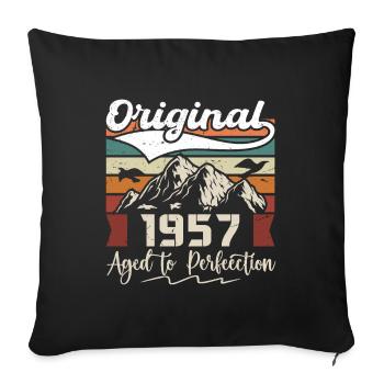 1957 - Cadeau né en 1957 - Housse de coussin décorative 45 x 45 cm - noir - Devant