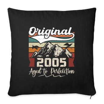 2005 - Gift born in 2005 - Sofa pillowcase 17,3'' x 17,3'' (45 x 45 cm) - black - Front