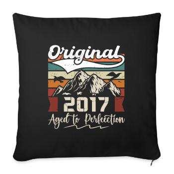 2017 - Cadeau né en 2017 - Housse de coussin décorative 45 x 45 cm - noir - Devant