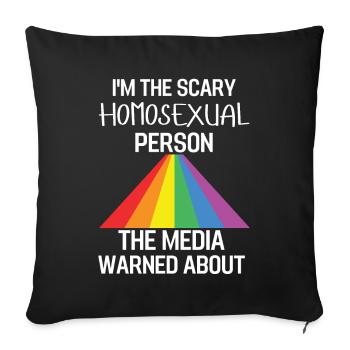 Drapeau arc-en-ciel Cadeau du mois de la fierté gaie LGBTQ - Housse de coussin décorative 45 x 45 cm - noir - Devant