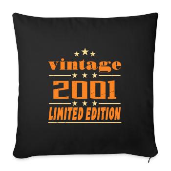 2001 Vintage Retro Birthday Bday Gift 2001 - Sofa pillowcase 17,3'' x 17,3'' (45 x 45 cm) - black - Front