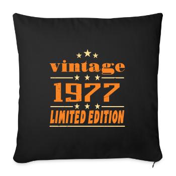 1977 Vintage Retro Birthday Bday Gift 1977 - Housse de coussin décorative 45 x 45 cm - noir - Devant