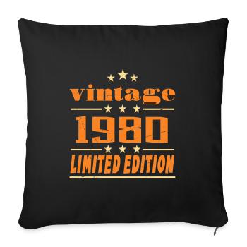 1980 Vintage Retro Birthday Bday Gift 1980 - Sofa pillowcase 17,3'' x 17,3'' (45 x 45 cm) - black - Front