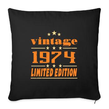 1974 Vintage Retro Birthday Bday Gift 1974 - Sofa pillowcase 17,3'' x 17,3'' (45 x 45 cm) - black - Front