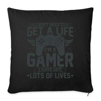 Gamer gaming zocken Computerspiel Controller - Sofakissenbezug 45 x 45 cm - Schwarz - Vorne