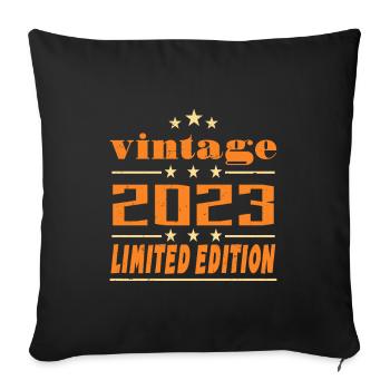 2023 Vintage Rétro Anniversaire Bday Cadeau 2023 - Housse de coussin décorative 45 x 45 cm - noir - Devant