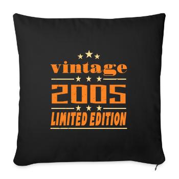 2005 Vintage Retro Anniversaire Bday Cadeau 2005 - Housse de coussin décorative 45 x 45 cm - noir - Devant