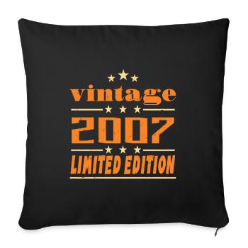 2007 Vintage Retro Geburtstag Bday Geschenk 2007 - Sofakissenbezug 45 x 45 cm - Schwarz - Vorne