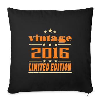 2016 Vintage Retro Birthday Bday Gift 2016 - Sofa pillowcase 17,3'' x 17,3'' (45 x 45 cm) - black - Front