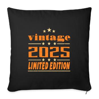 2025 Vintage Retro Birthday Bday Cadeau 2025 - Housse de coussin décorative 45 x 45 cm - noir - Devant