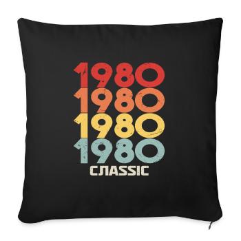 1980 Jubilé en style vintage classique 1980 - Housse de coussin décorative 45 x 45 cm - noir - Devant