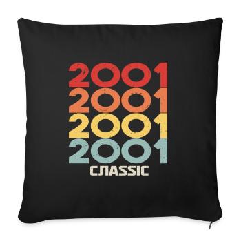 2001 Anniversaire dans le style vintage classique 2001 - Housse de coussin décorative 45 x 45 cm - noir - Devant