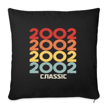 2002 Anniversaire dans le style vintage classique 2002 - Housse de coussin décorative 45 x 45 cm - noir - Devant