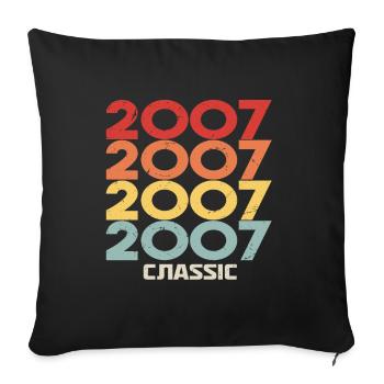 2007 Anniversaire dans le style vintage classique 2007 - Housse de coussin décorative 45 x 45 cm - noir - Devant