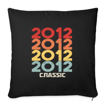 2012 Anniversaire dans le style vintage classique 2012 - Housse de coussin décorative 45 x 45 cm - noir - Devant