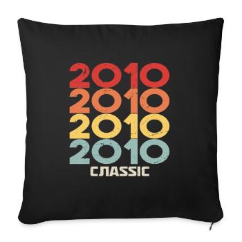 2010 Anniversaire dans le style vintage classique 2010 - Housse de coussin décorative 45 x 45 cm - noir - Devant