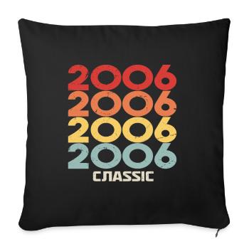 2006 Anniversaire dans le style vintage classique 2006 - Housse de coussin décorative 45 x 45 cm - noir - Devant