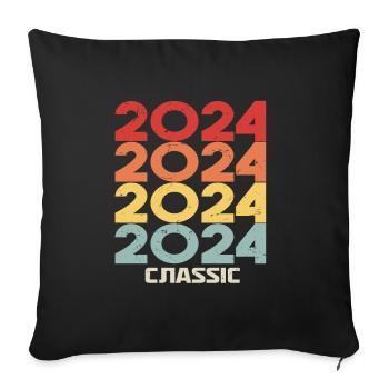 2024 Anniversaire dans le style vintage classique 2024 - Housse de coussin décorative 45 x 45 cm - noir - Devant