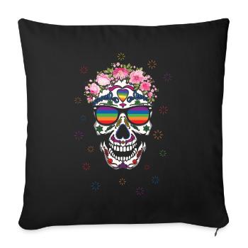 Rainbow Dia De Los Muertos LGBTQ LGBT Pride Monat - Sofakissenbezug 45 x 45 cm - Schwarz - Vorne