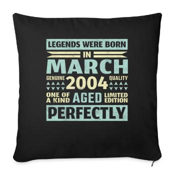 19th birthday March Vintage 2004 Vintage - Sofa pillowcase 17,3'' x 17,3'' (45 x 45 cm) - black - Front
