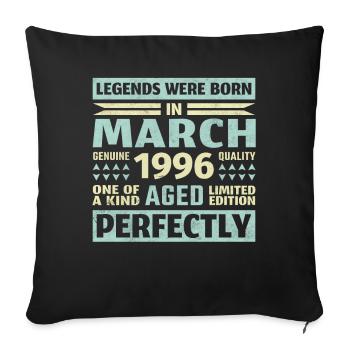 27th birthday March Vintage 1996 Vintage - Sofa pillowcase 17,3'' x 17,3'' (45 x 45 cm) - black - Front