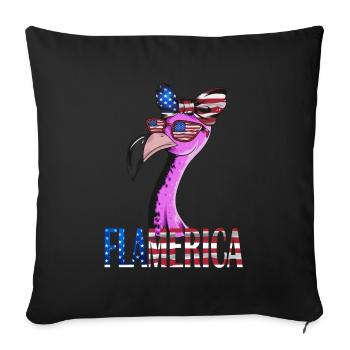 Flamingo USA Flag American US Flag Bird - Housse de coussin décorative 45 x 45 cm - noir - Devant