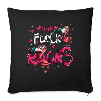 Pink Flamingo Costume Oiseau Nos Rochers de Troupeau - Housse de coussin décorative 45 x 45 cm - noir - Devant